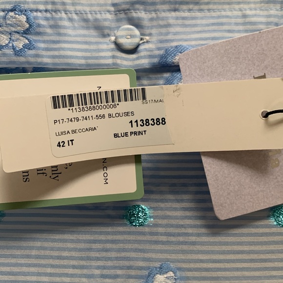 BRAND NEW Luisa Beccaria blue flower Printed Chiffon Blouse - Picture 5 of 12